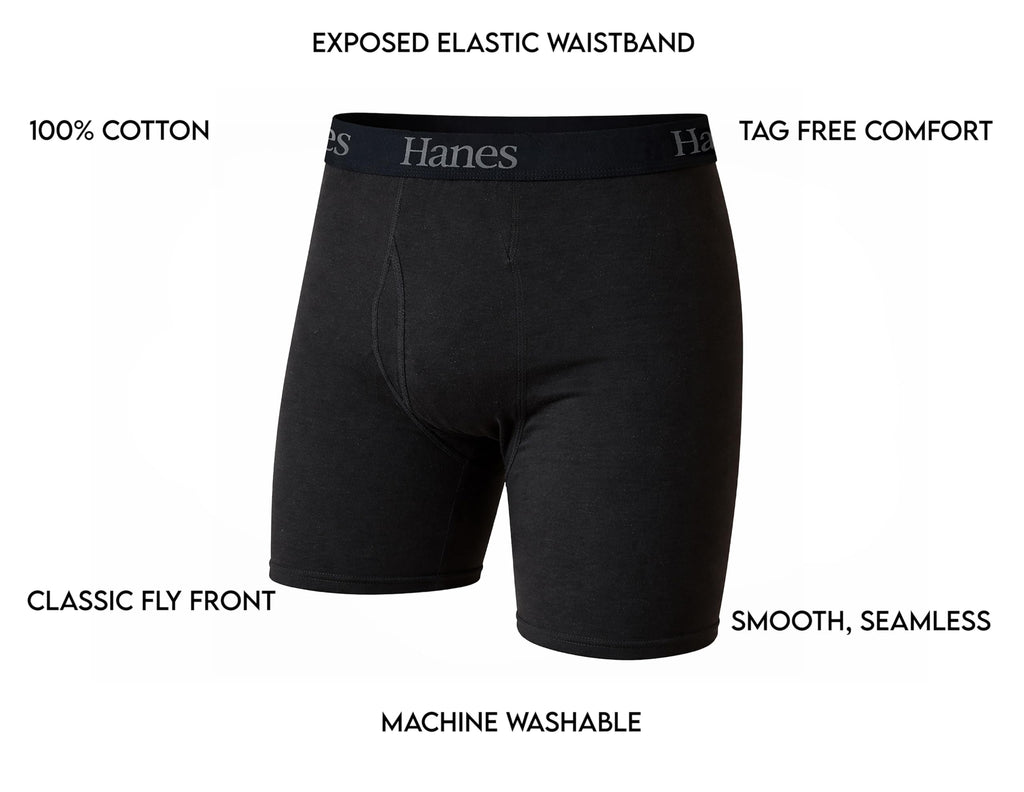 Hanes mens Underwear Boxer Briefs Pack, Cool & Breathable Cotton Moisture-wicking Underwear for Men, No Ride Up