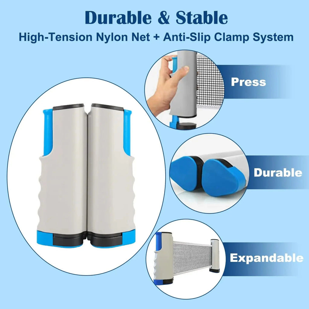 Retractable Table Tennis Net - 72in Clamp-On Set
