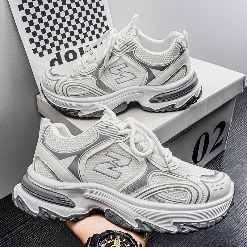 New Spring Autumn Men's Chunky Dad Shoes, Breathable Mesh Trendy Versatile Thick Sole Height Increasing Casual Sports Sneakers