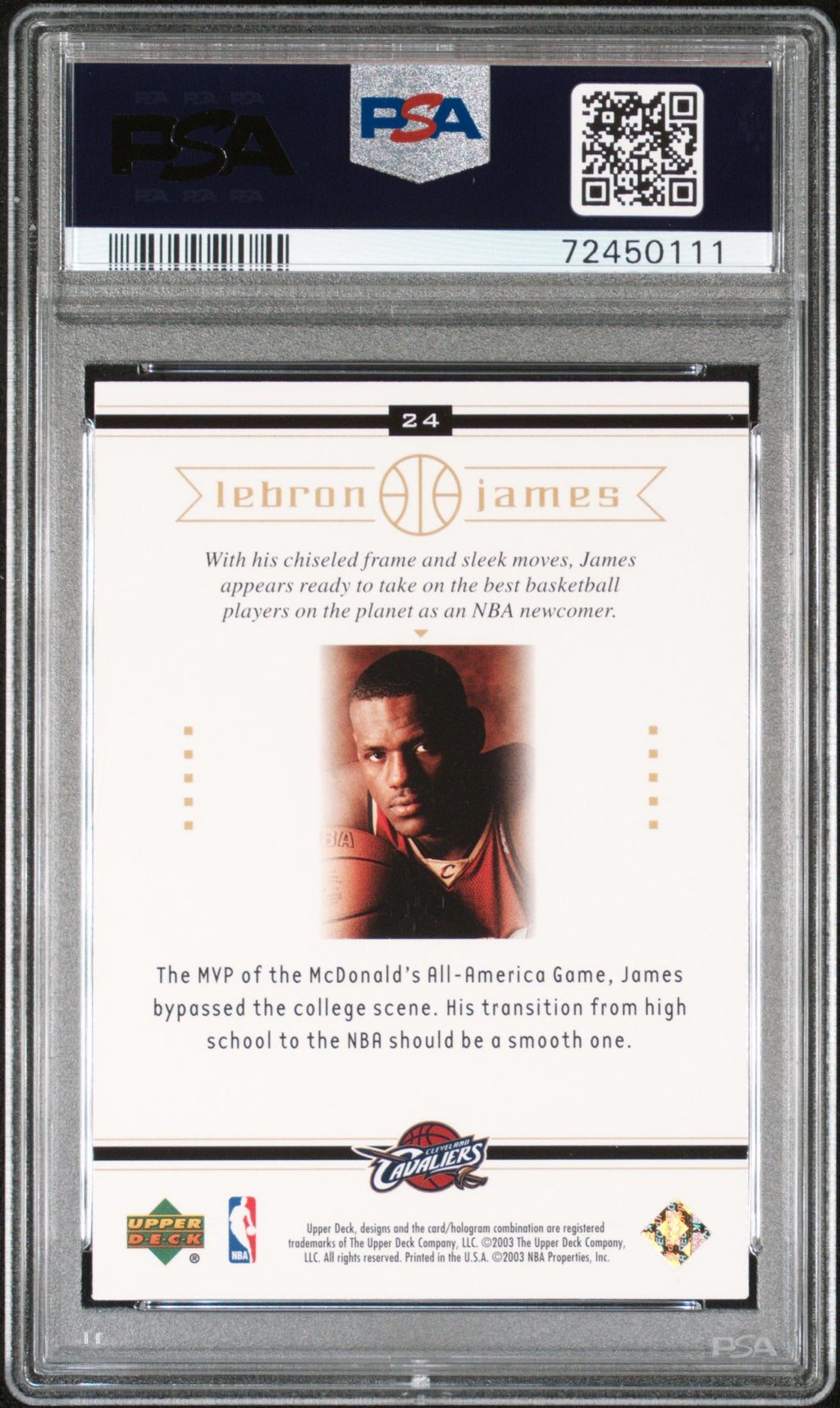 Graded 2003-04 Upper Deck LeBron James #24 Box Set Rookie RC Basketball Card PSA 10 Gem Mint