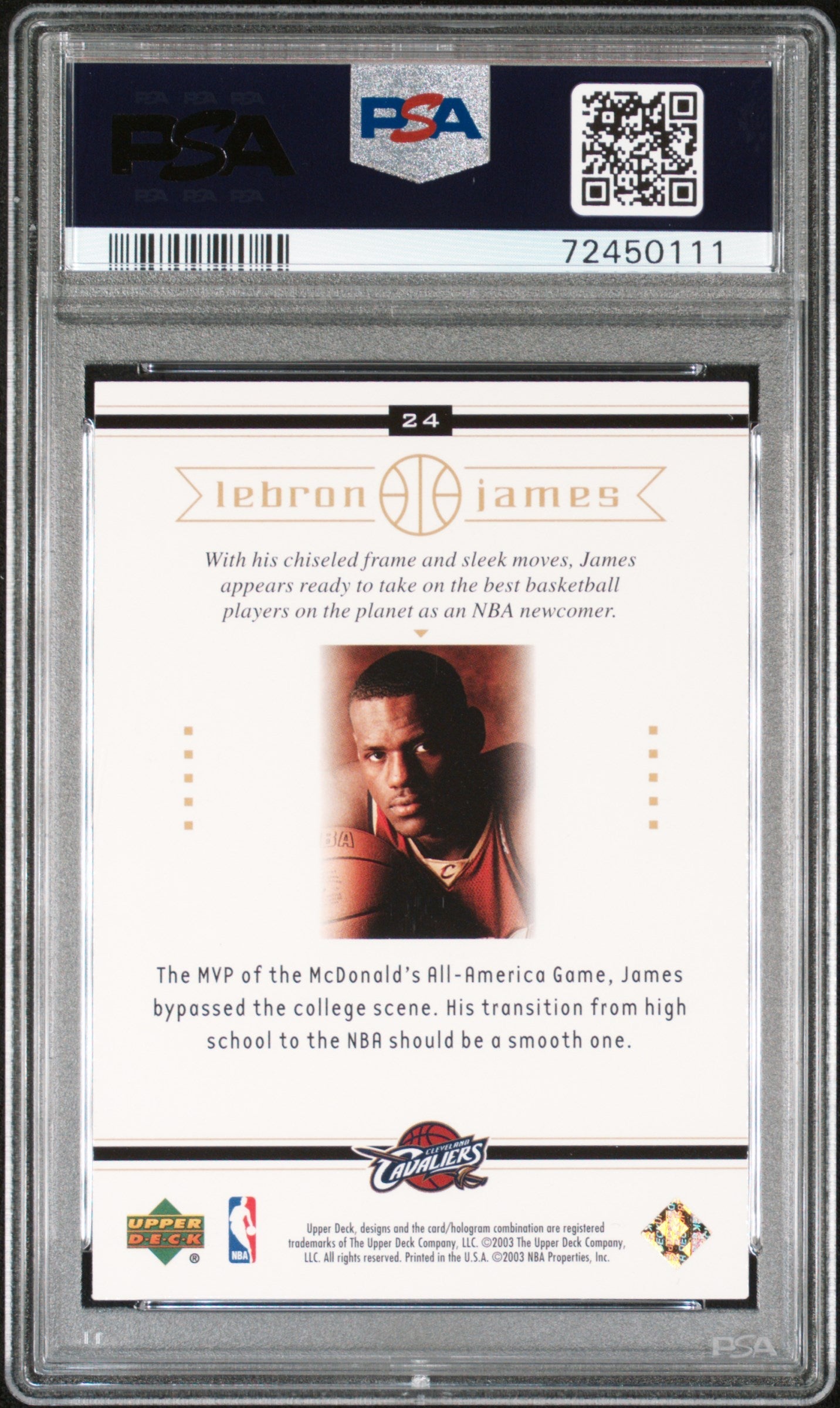 Graded 2003-04 Upper Deck LeBron James #24 Box Set Rookie RC Basketball Card PSA 10 Gem Mint