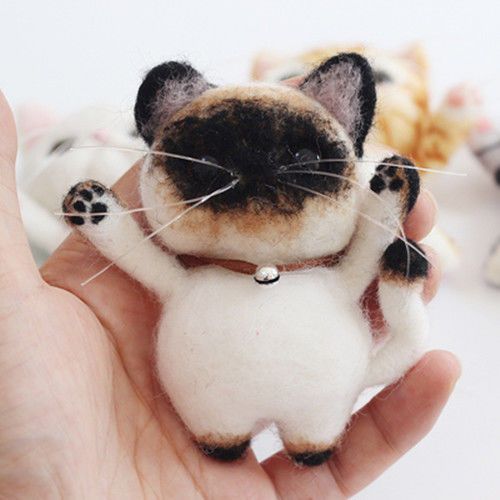 Felted Wool Needle Felting Kit Kitten Brooch
