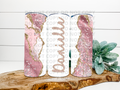 Pink Agate Gold Glitter Name Stainless Steel Tumbler