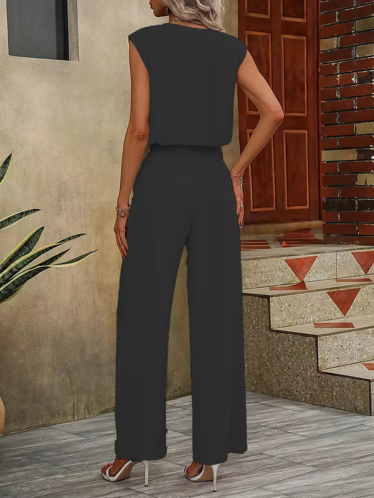 V-Neck Sleeveless Tank and Wide-Leg Pants Set