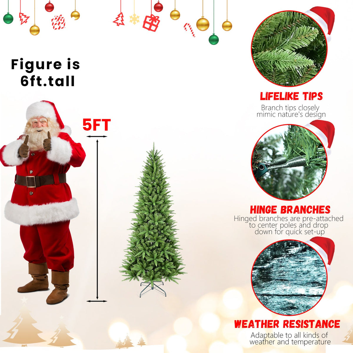7FT Slim Christmas Tree – Perfect for Corners & Small Spaces