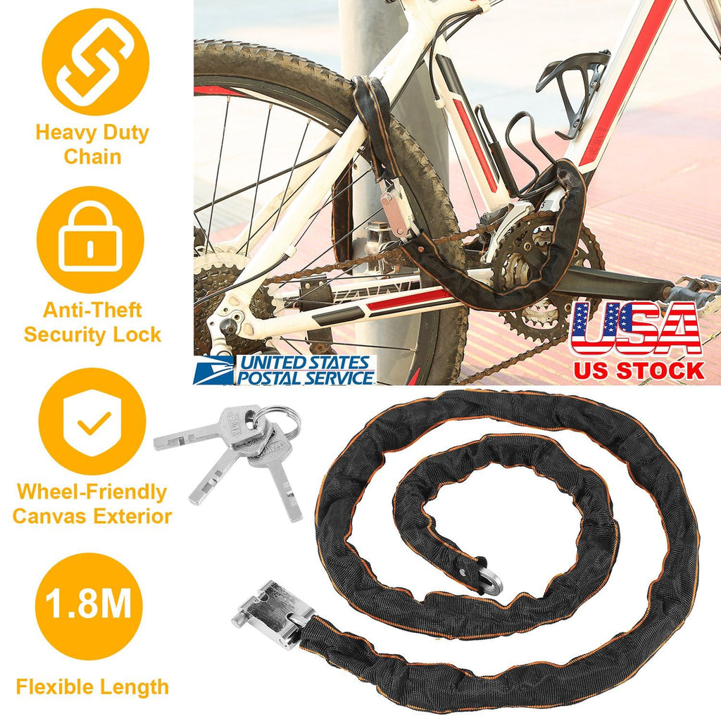 Bike Chain Lock with 3 Keys for Everyday Bicycle Security