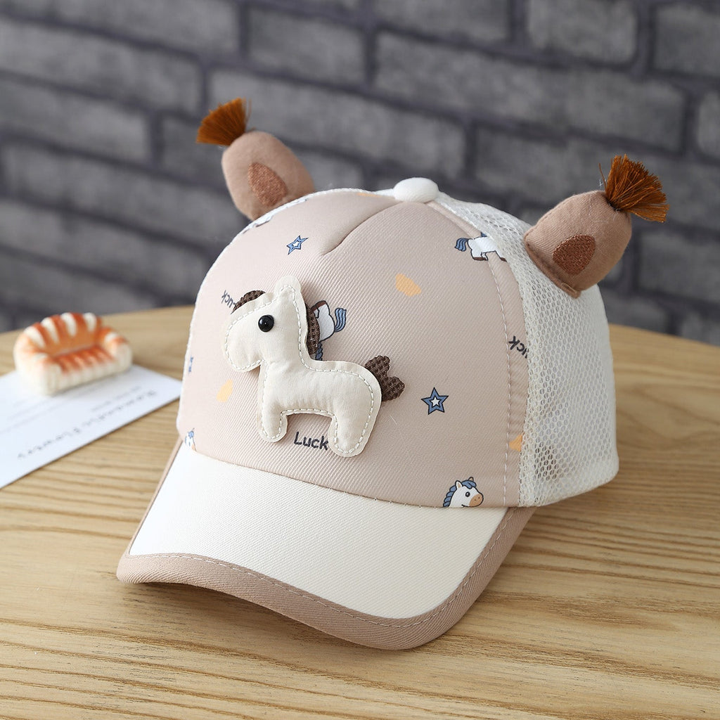 Summer Children's Hat Plush Pony Cartoon Net Fabric Breathable Sun Protection Baseball Cap Suitable For Both Boys And Girls For Daily Sun Protection And Outdoor Shading