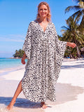 Plus Size Hawaiian Batwing Sleeve Beach Cover Up Summer Swimsuit Dresses