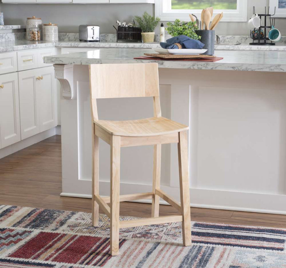 LINON HOME DECOR - DEVIN COUNTER STOOL UNFINISHED (SET OF 2) - CS279UNF02KD