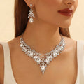 Waterdrop Leaf Necklace Earrings Set Bridal Wedding Banquet Women Jewelry Set For Wedding Party Evening Occasions