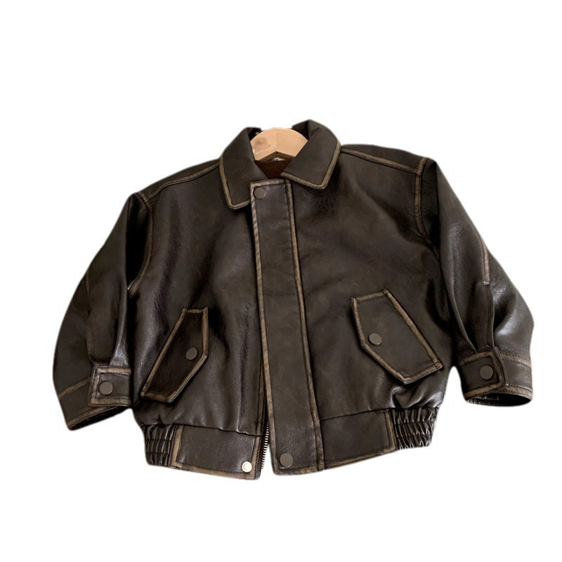 Boy's Fashion Leather Jacket Coats