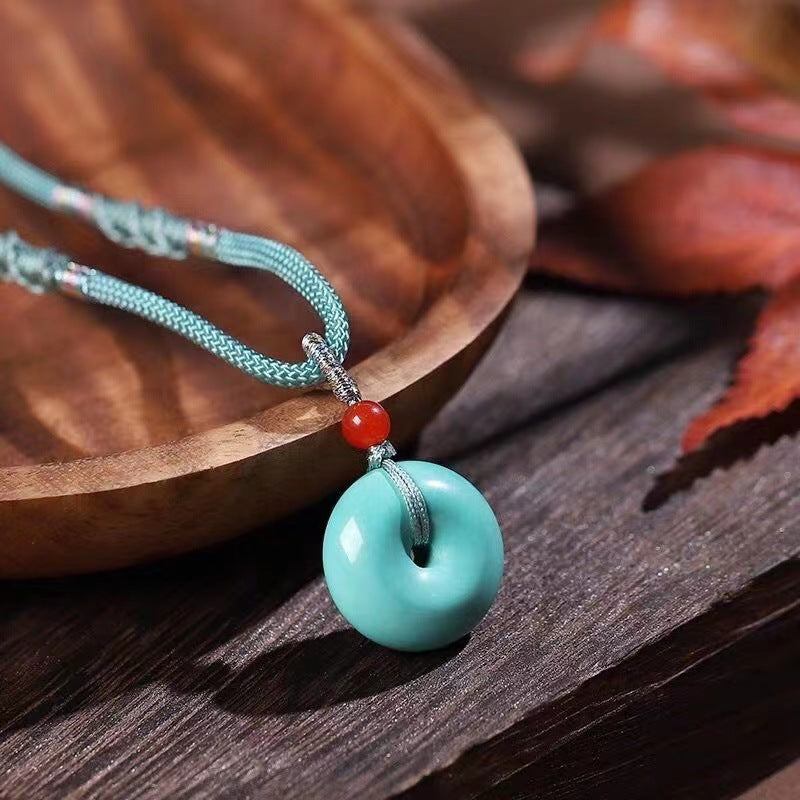 High Porcelain Turquoise Bread Ring Safety Buckle