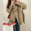 Khaki Trench Coat For Women British Style Small Short Thin Coat