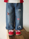 Girls' Bow-knot Loose Straight-leg Pants