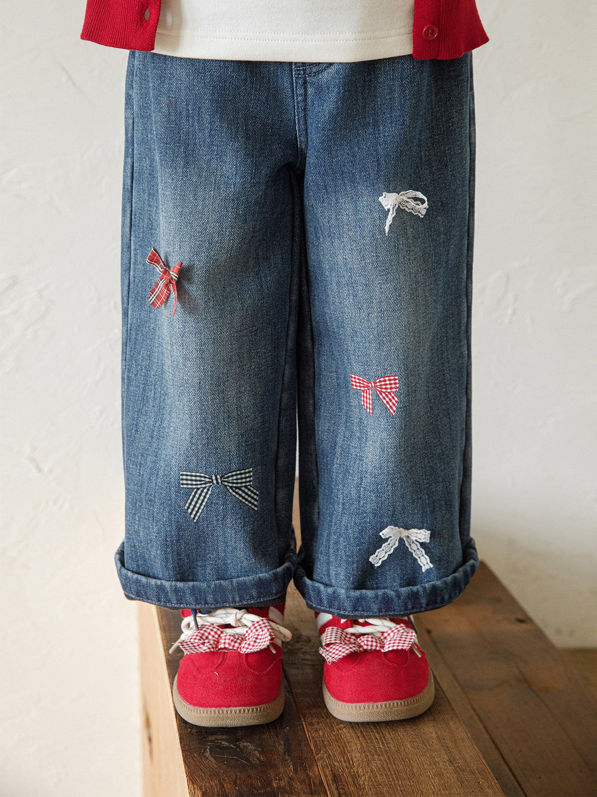 Girls' Bow-knot Loose Straight-leg Pants