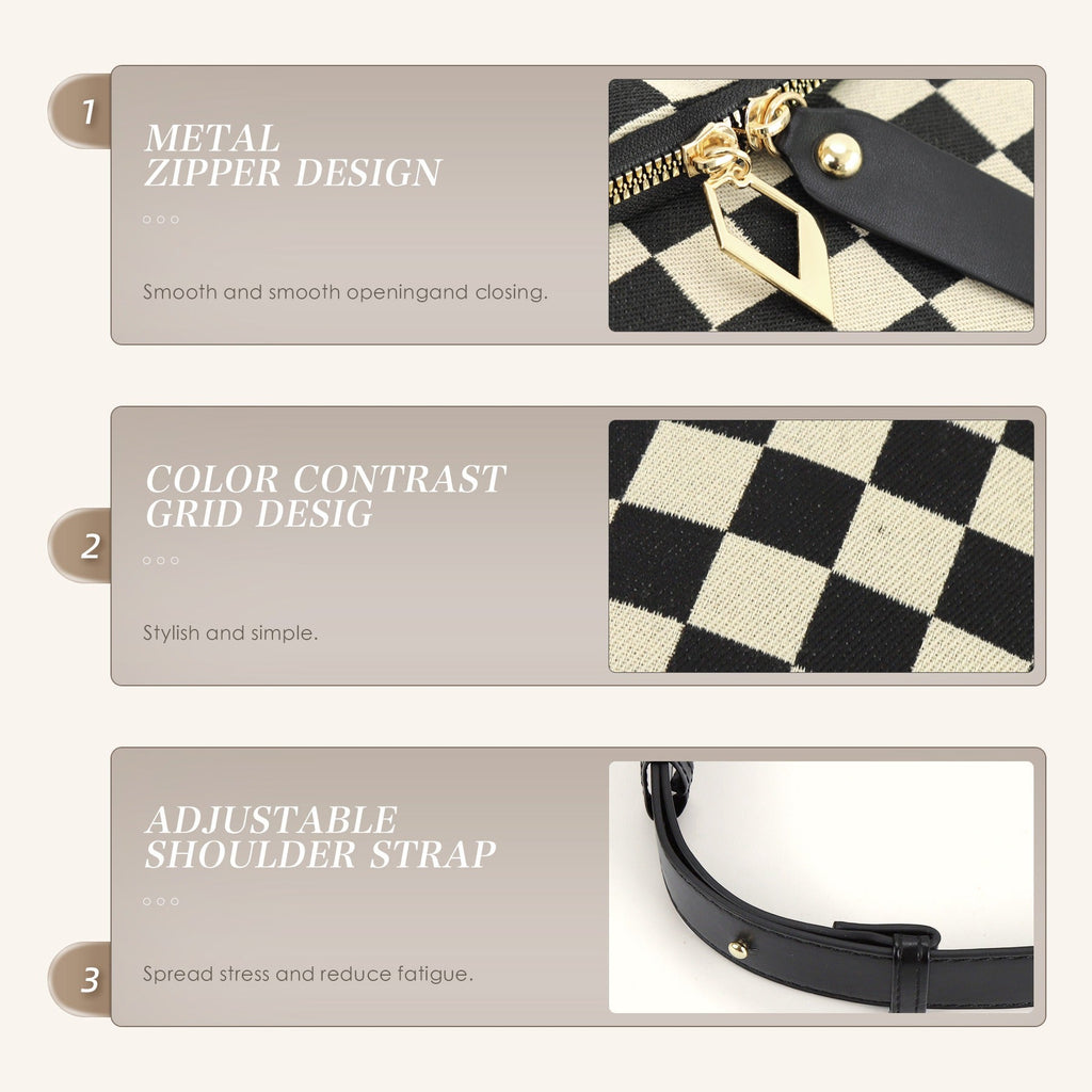 Small Crossbody Versatile Checkerboard Chest Bag – Fashion Plaid Waist Bag, Stylish Messenger Bag & Fanny Pack for Everyday Use