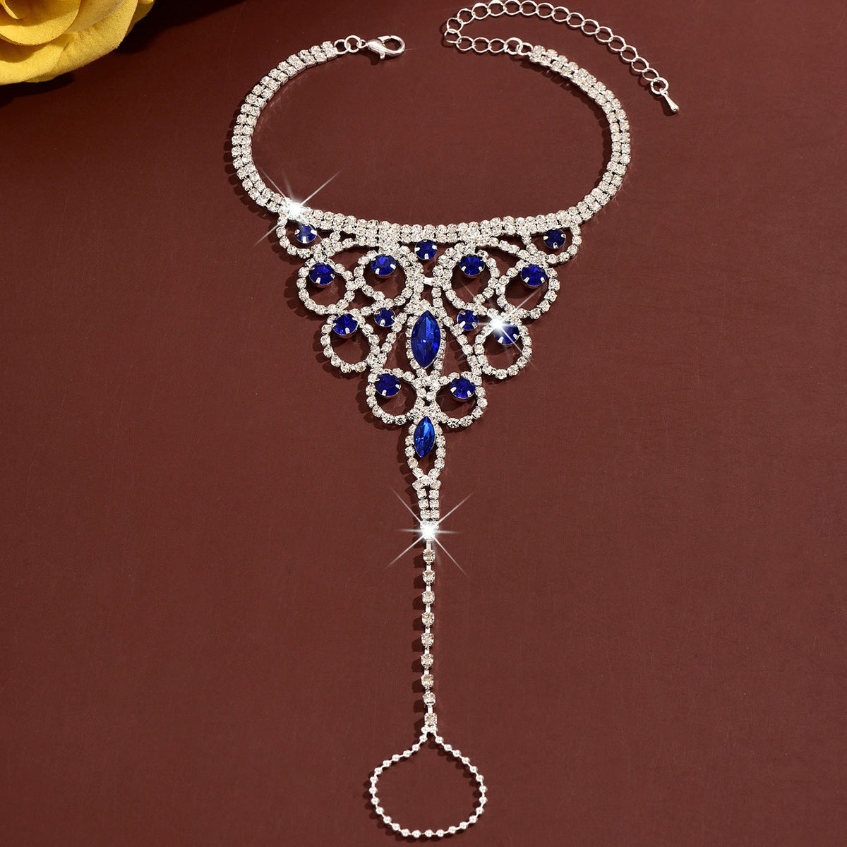 Cross-Border New Style Eco-Friendly Hollow Rhinestone Flower Anklet Fashion Summer Beach Vacation Style Foot Accessories Wholesale