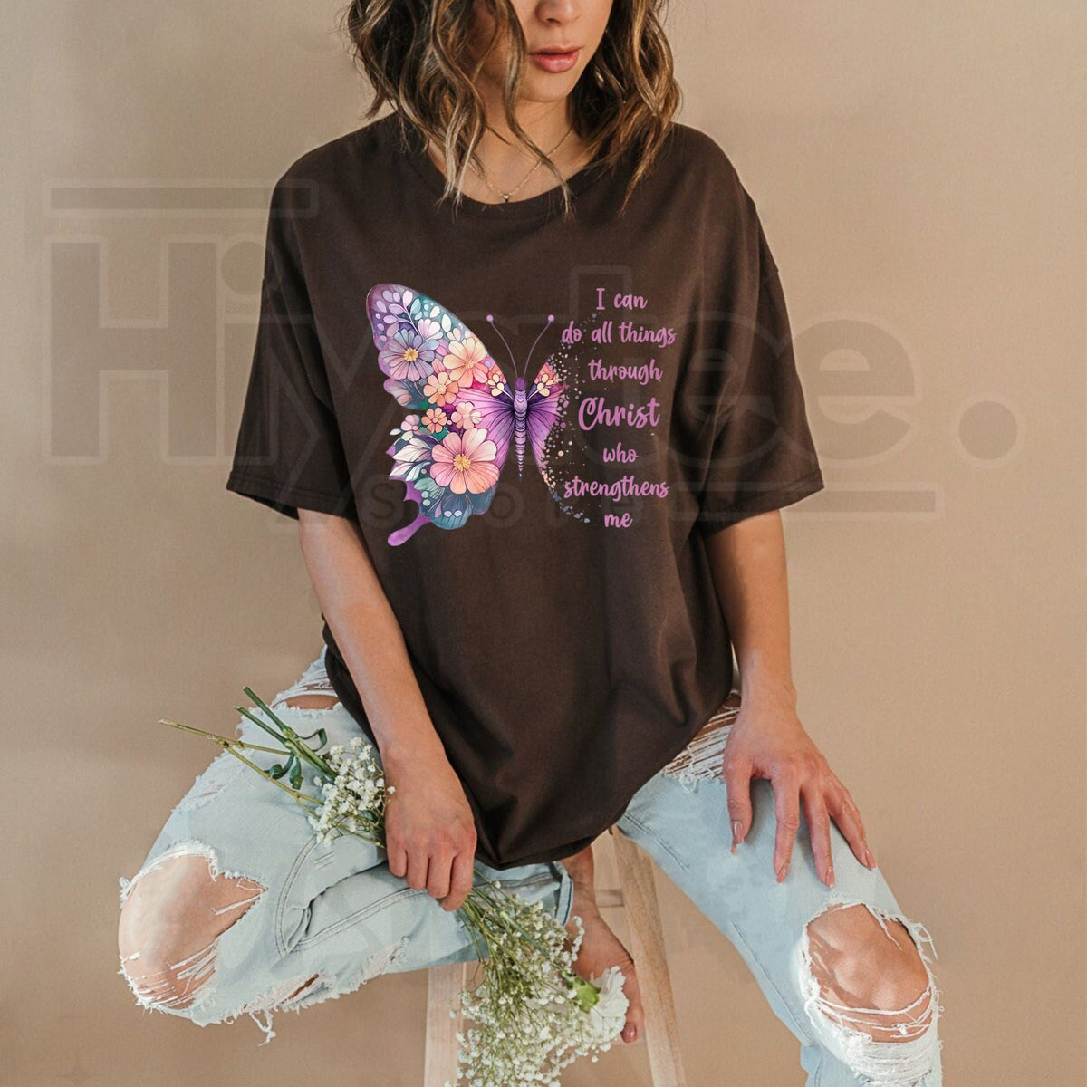 I Can Do All Things Through Christ Butterfly T-Shirt – Christian Faith Graphic Tee