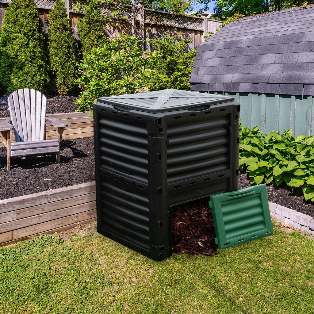 80-Gallon Outdoor Composter with Large Openable Lid and Bottom Exit Door