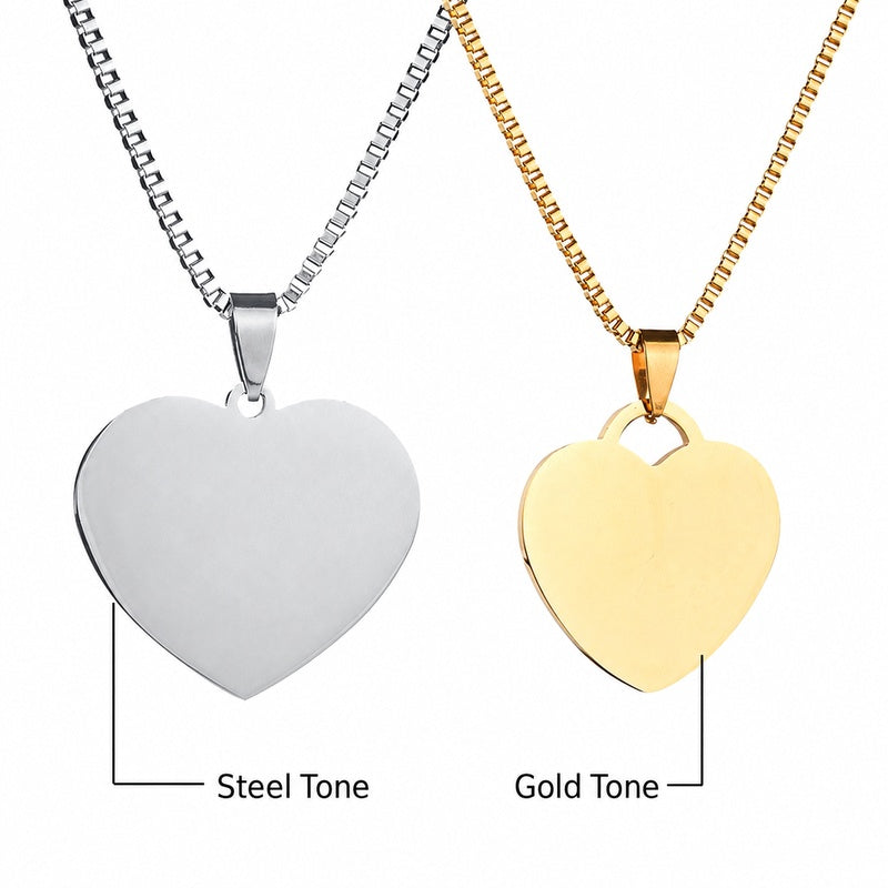 Unisex Stainless Steel Heart Pendant Necklace