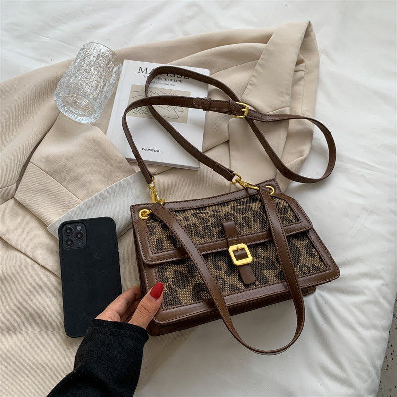 Retro Armpit Small Square Bag Female Fashion Leopard Print