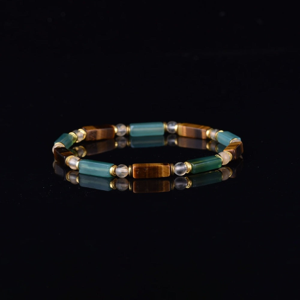 Tigers Eye And Green Aventurine Beaded Bracelet