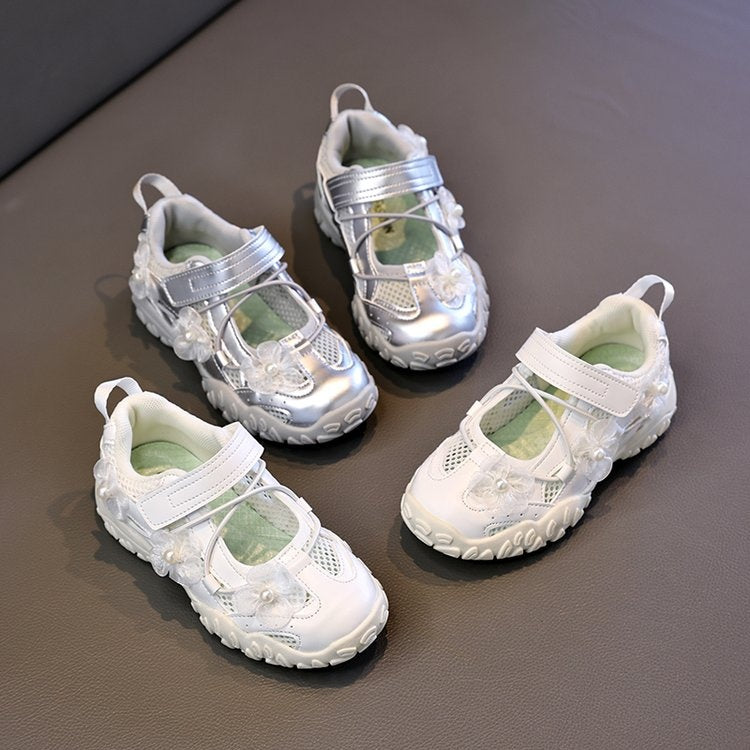 2026 Summer New Kids Sports Sandals, Hollow Mesh Flower Casual Shoes, Breathable Shallow Mouth Girls Shoes For Little Girls