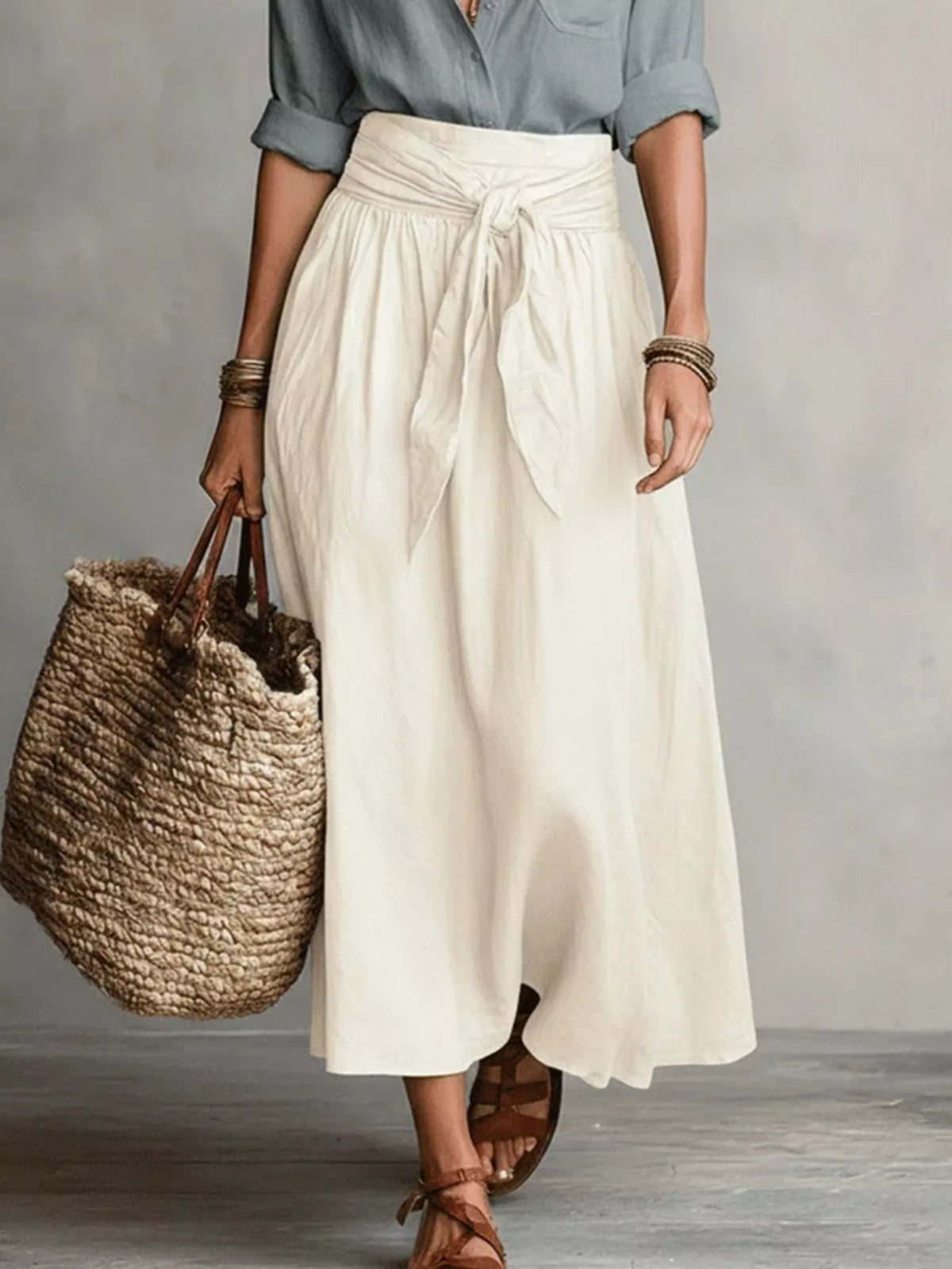 Full Size Button-Down Shirt and Skirt Set Plus Size