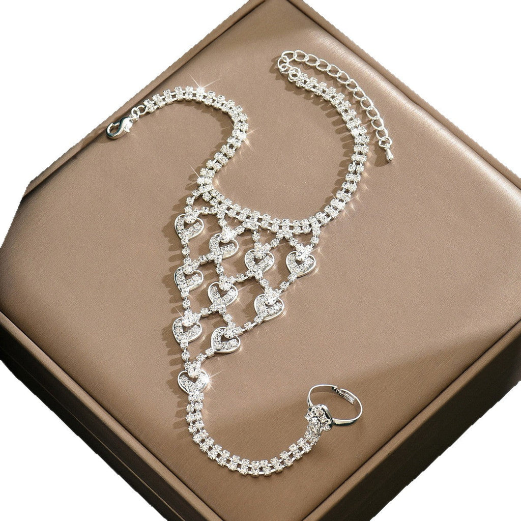 2026 New Sweet Heart-Shaped Tassel Ankle Bracelet Fashion Cross-Border Hot-Selling Diamond-Encrusted Heart Foot Jewelry Wholesale