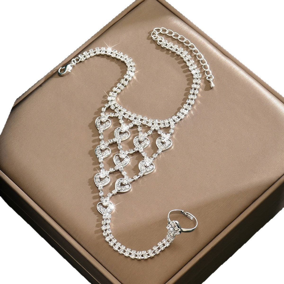 2026 New Sweet Heart-Shaped Tassel Ankle Bracelet Fashion Cross-Border Hot-Selling Diamond-Encrusted Heart Foot Jewelry Wholesale