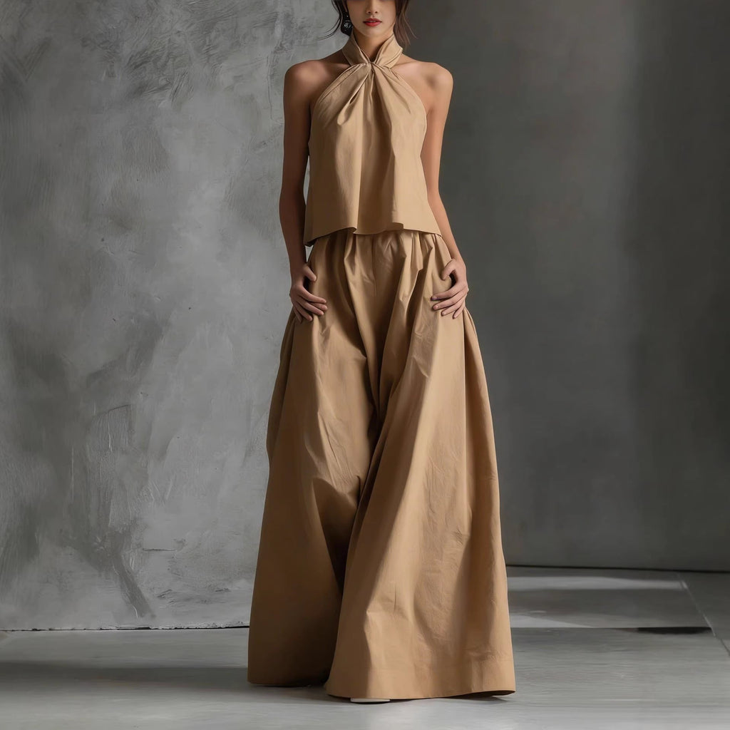 Loose-fitting Sleeveless Top And Wide-leg Pants Two-piece Set
