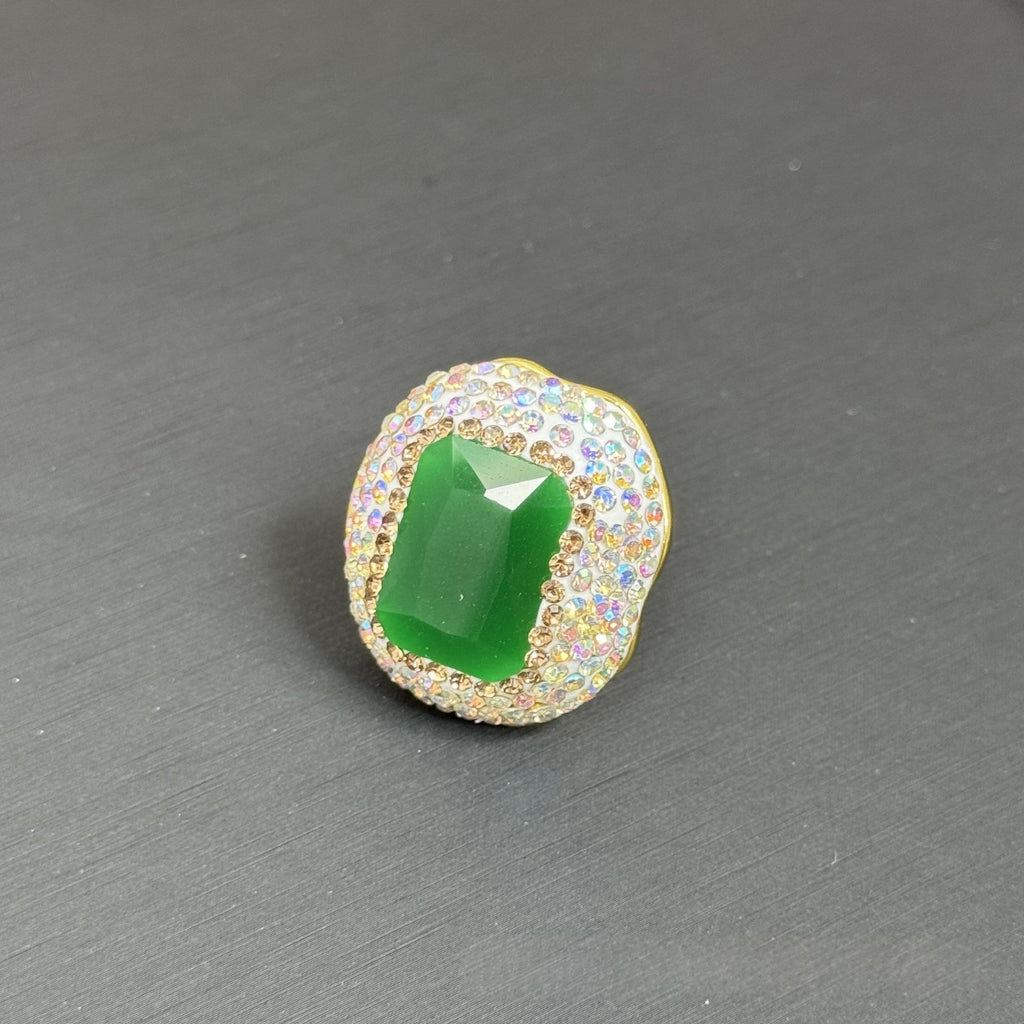 Fashionable Handmade Gemstone-studded Full-diamond Ring