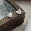 999 Fine Silver Brushed Heart Stud Earrings Womens Light-luxury Simple And Versatile