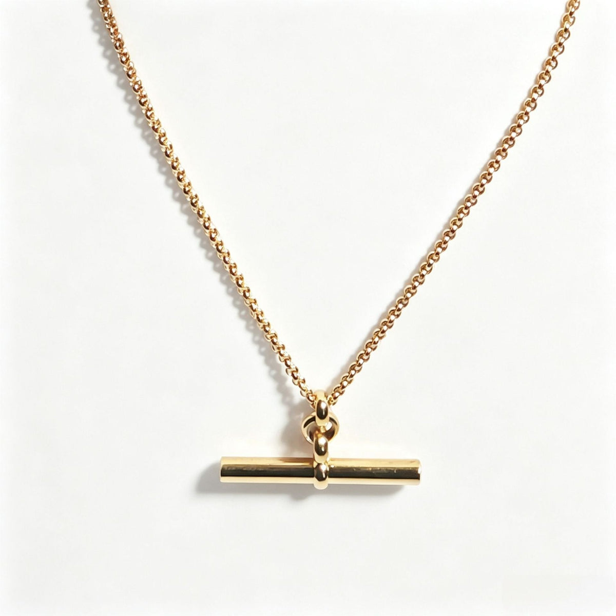 French Minimalist T-bar Necklace With 18K Gold-plated Beads