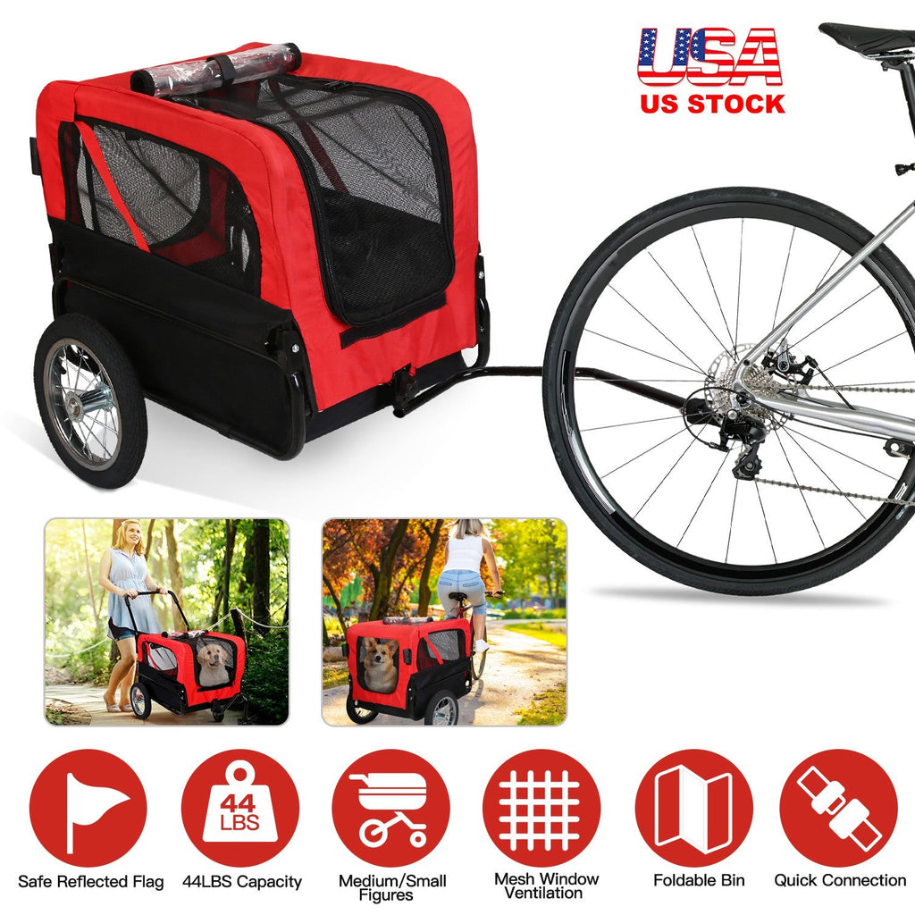 2-in-1 Pet Bike Trailer and Stroller for Small to Medium Pets