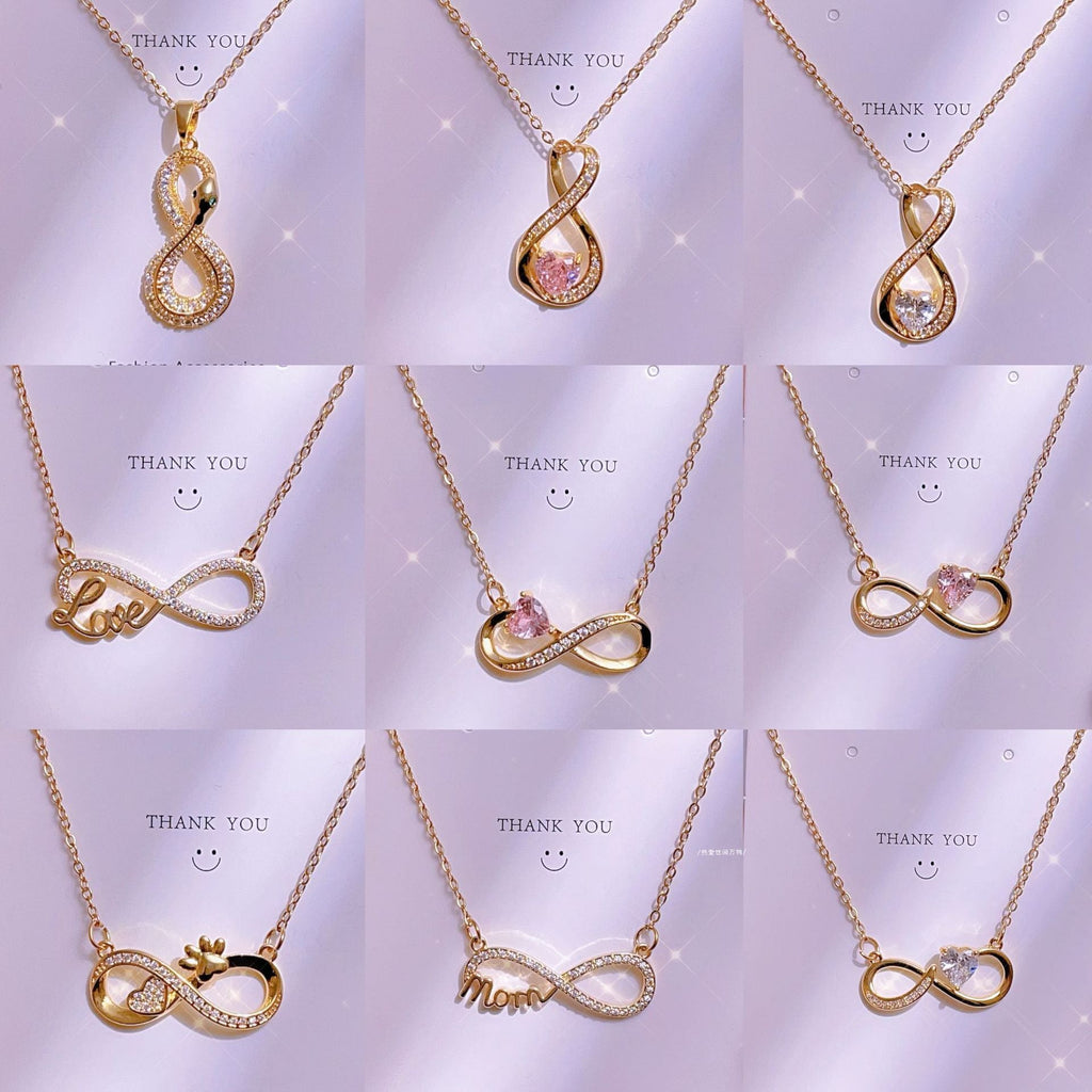 Titanium Steel Clavicle Chain Cross-border Explosions Lucky 8-character Pendant Necklace Women's Light Luxury Ins Wind Hundred Tower Manufacturers Wholesale Jewelry