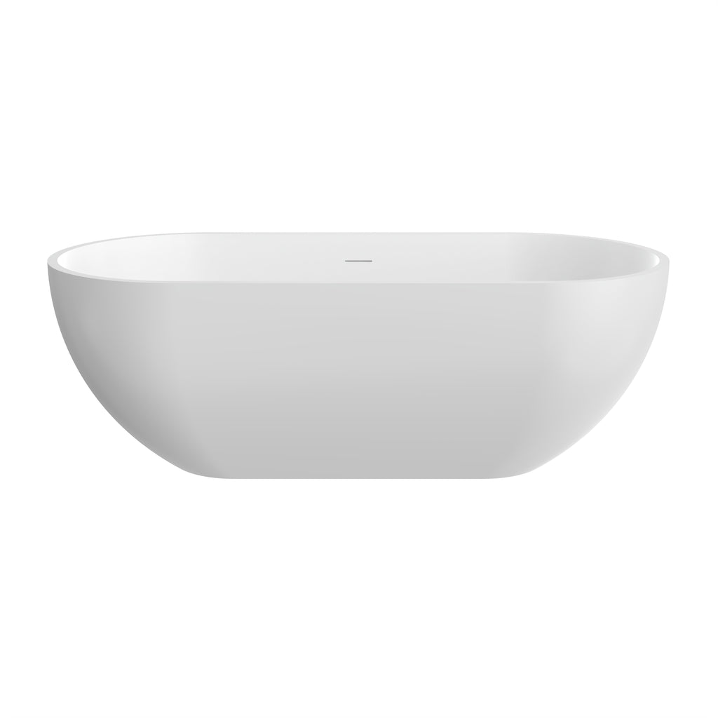 63 Inch Artificial Stone Solid Surface Oval Shape Freestanding Bathtub