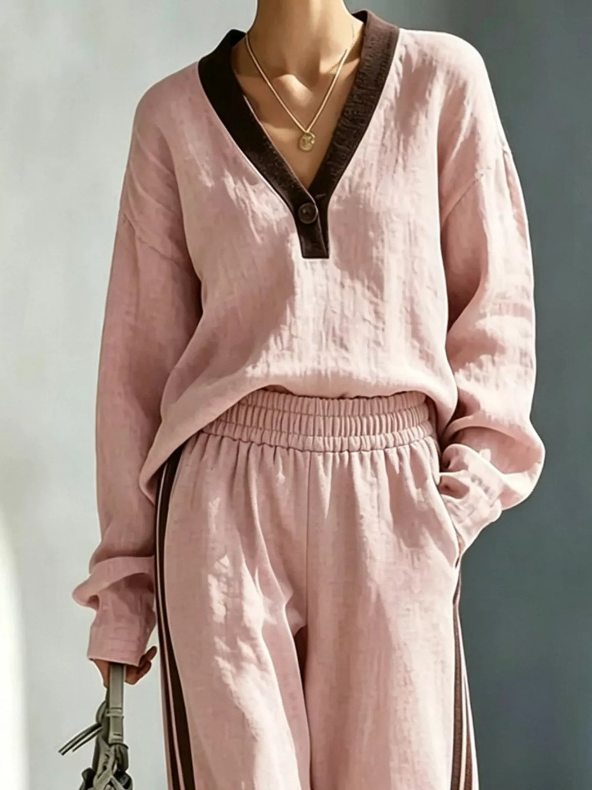Long Sleeve Top and Side-Striped Joggers Set