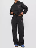 Bow and Heart Dropped Shoulder Hoodie and Pants Set