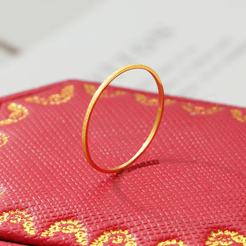 Thin Matte Geometric Ring Stackable Titanium Steel
