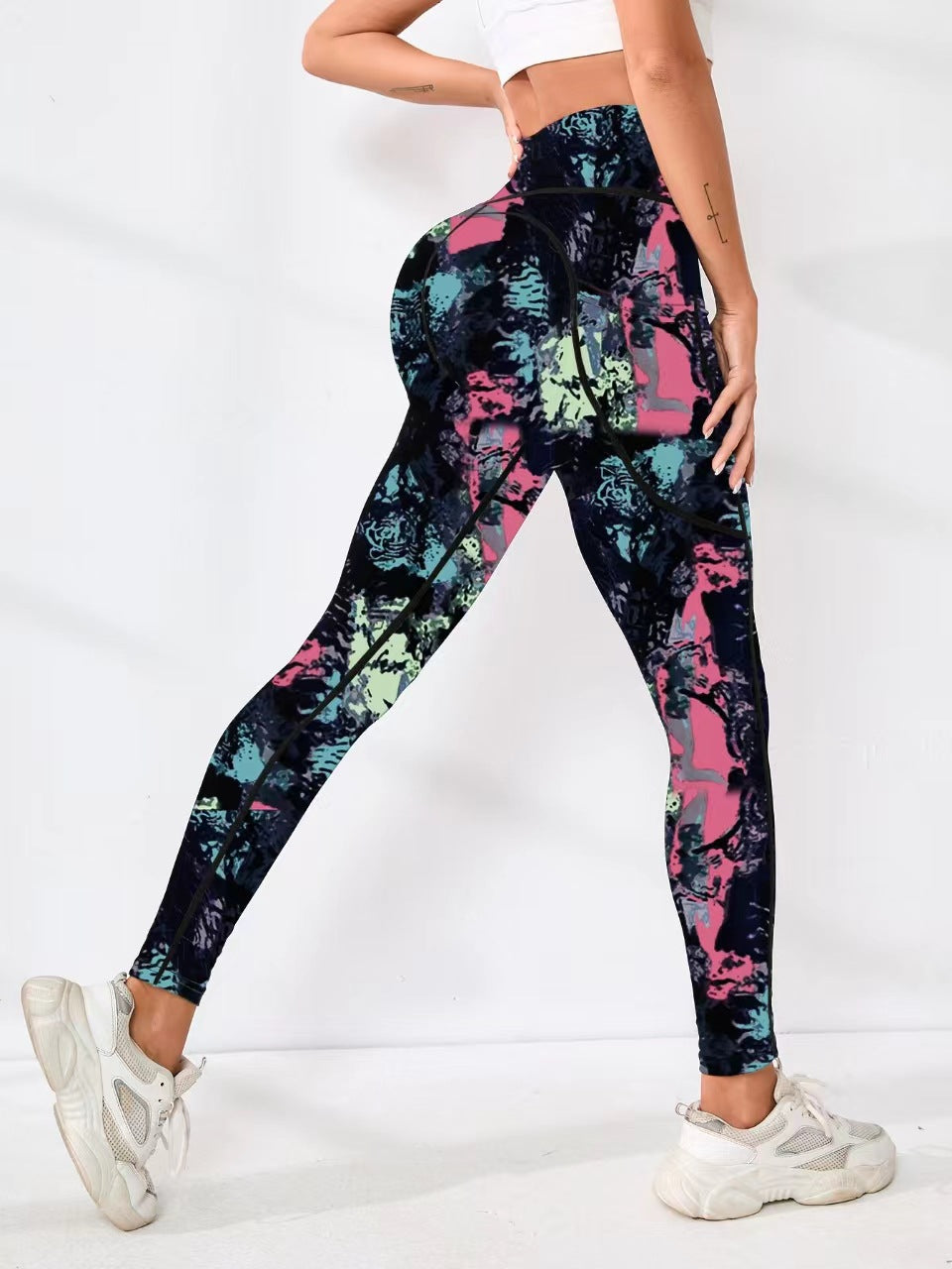 Cross-Border Yoga Pants Hot-Selling High-Waisted Leggings Fitness European And American Digital Print Butt-Lifting Slim-Fit Outdoor Sports Pants For Women