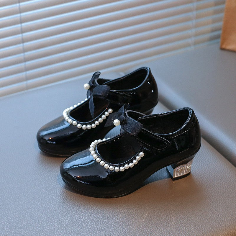 2026 Summer New Girls Block Heel Princess Shoes, Stylish Kids Loafers, Versatile Leather Dress Shoes For Little Girls