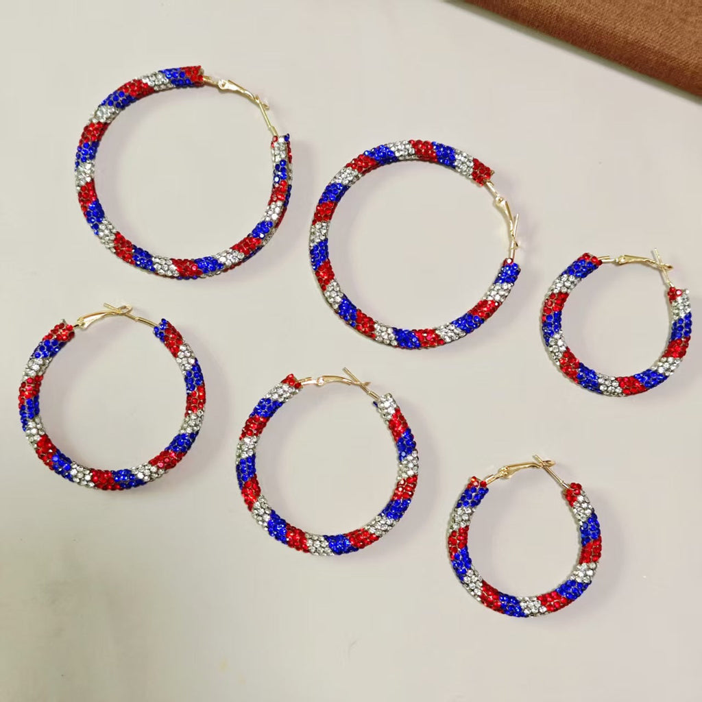 Exaggerated Fully Diamond-studded Sparkling Hoop Earrings