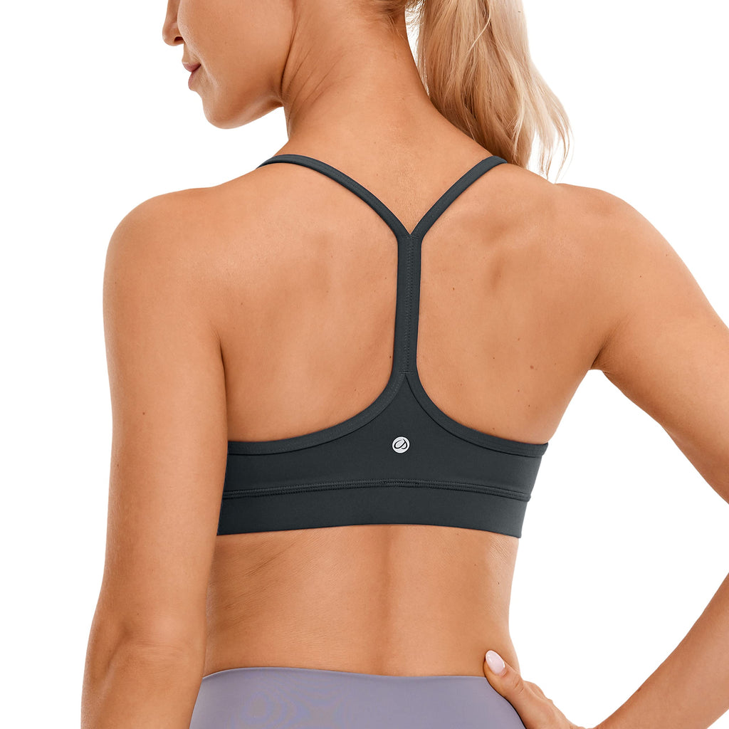CRZ YOGA Butterluxe Y Back Sports Bras for Women - Padded Racerback Low Impact Spaghetti Thin Strap Workout Yoga Top