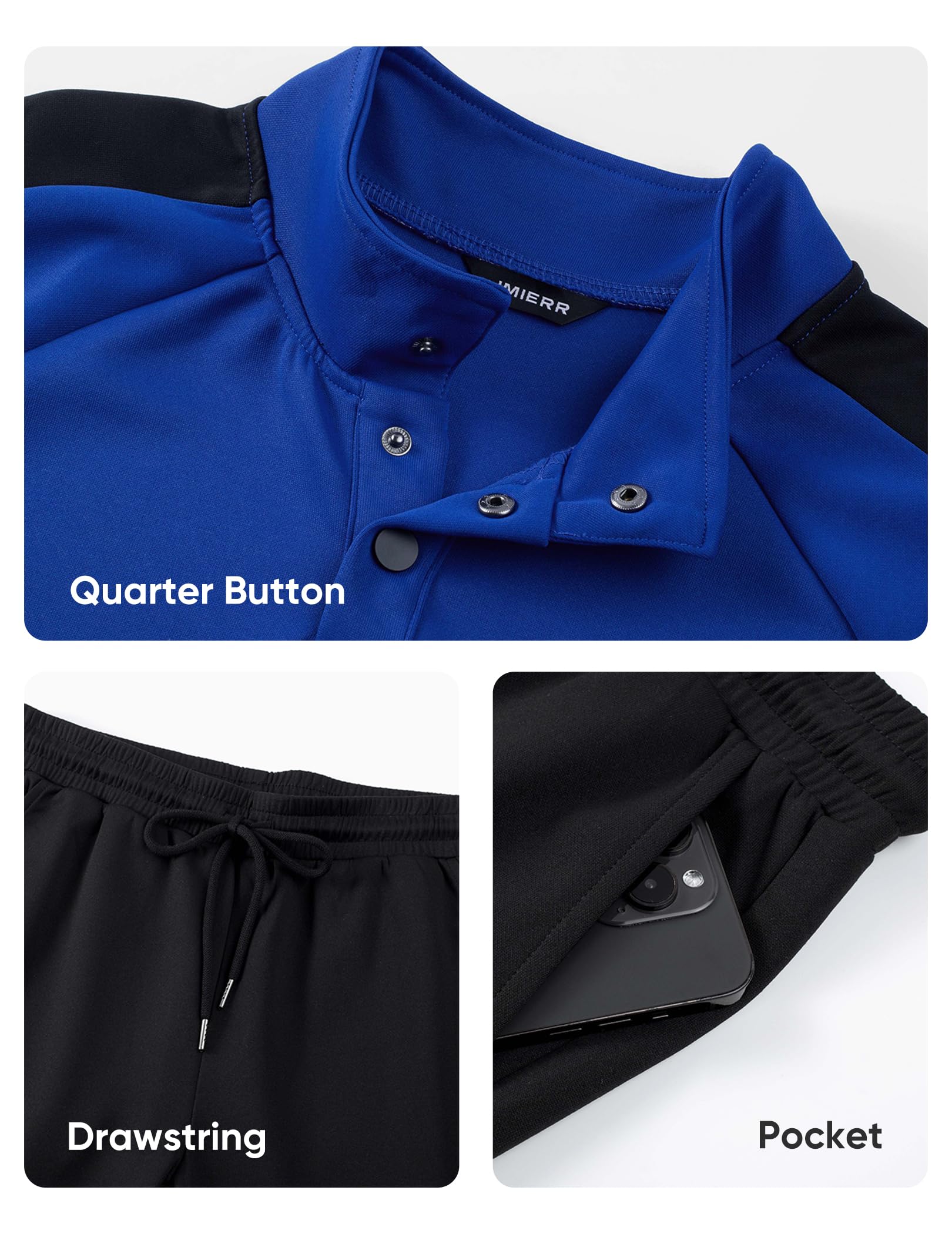 JMIERR Men's 2 Piece Casual Outfits Quarter Button Lightweight Sweatshirt Tracksuit & Joggers Sweatpants Sweatsuit Set