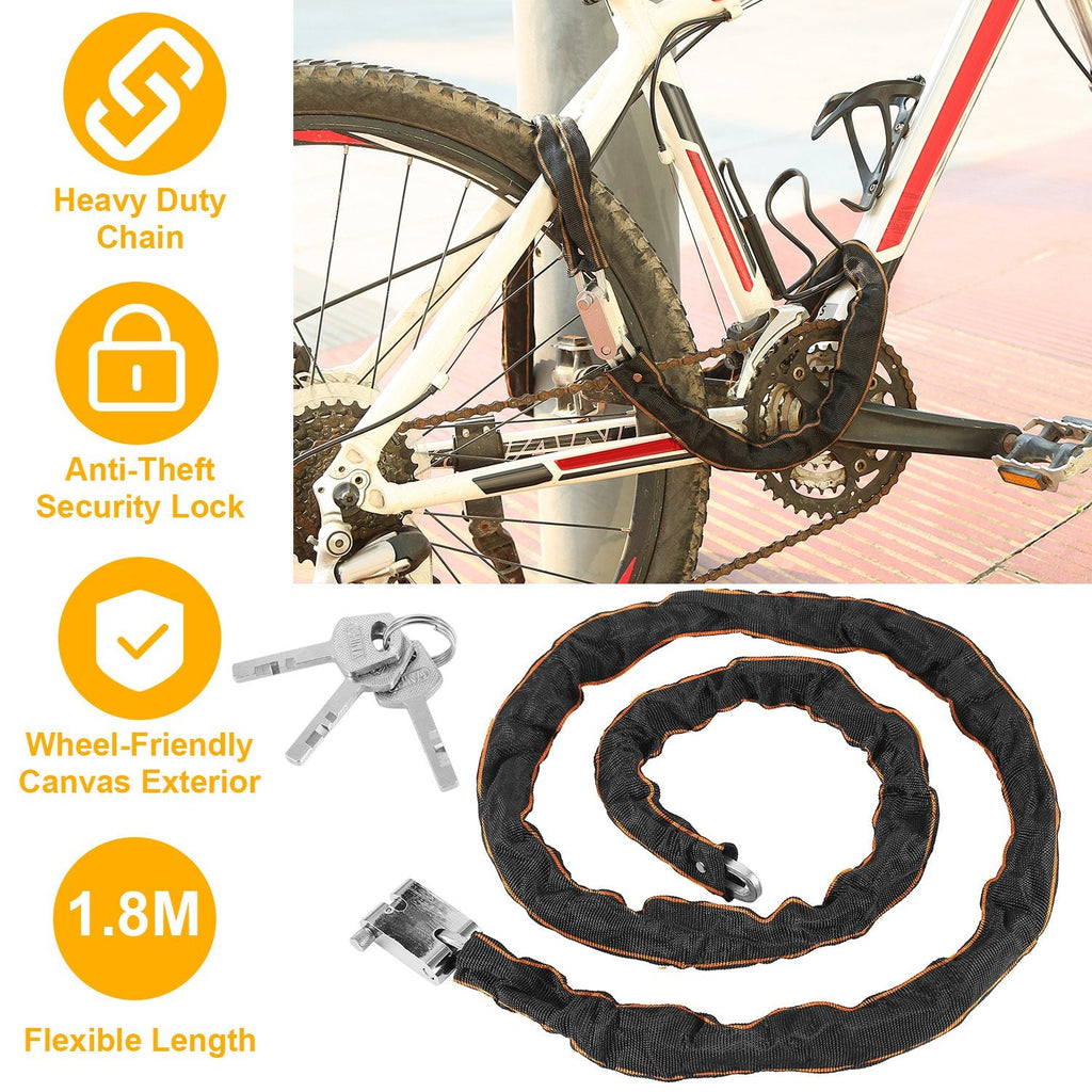 Bike Chain Lock with 3 Keys for Everyday Bicycle Security