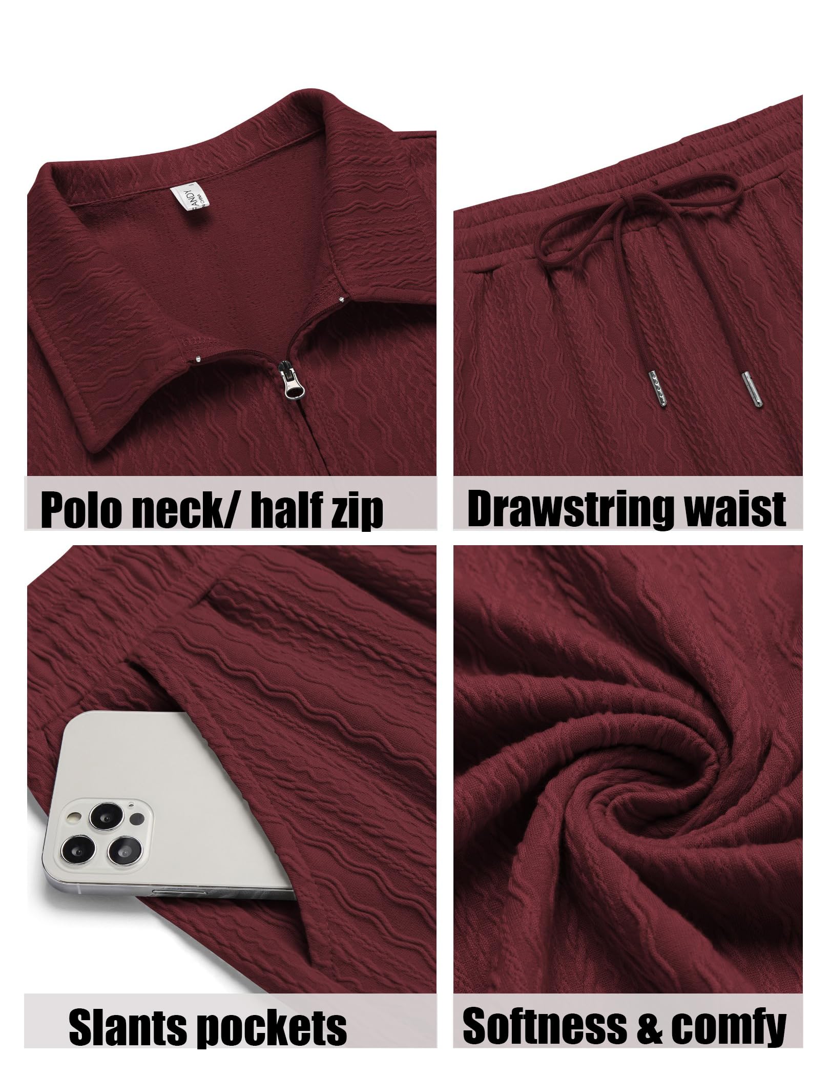 COOFANDY Men's 2 Pieces Outfits Casual Quarter Zip Polo Shirt and Shorts Set Athletic Jogging Summer Tracksuit