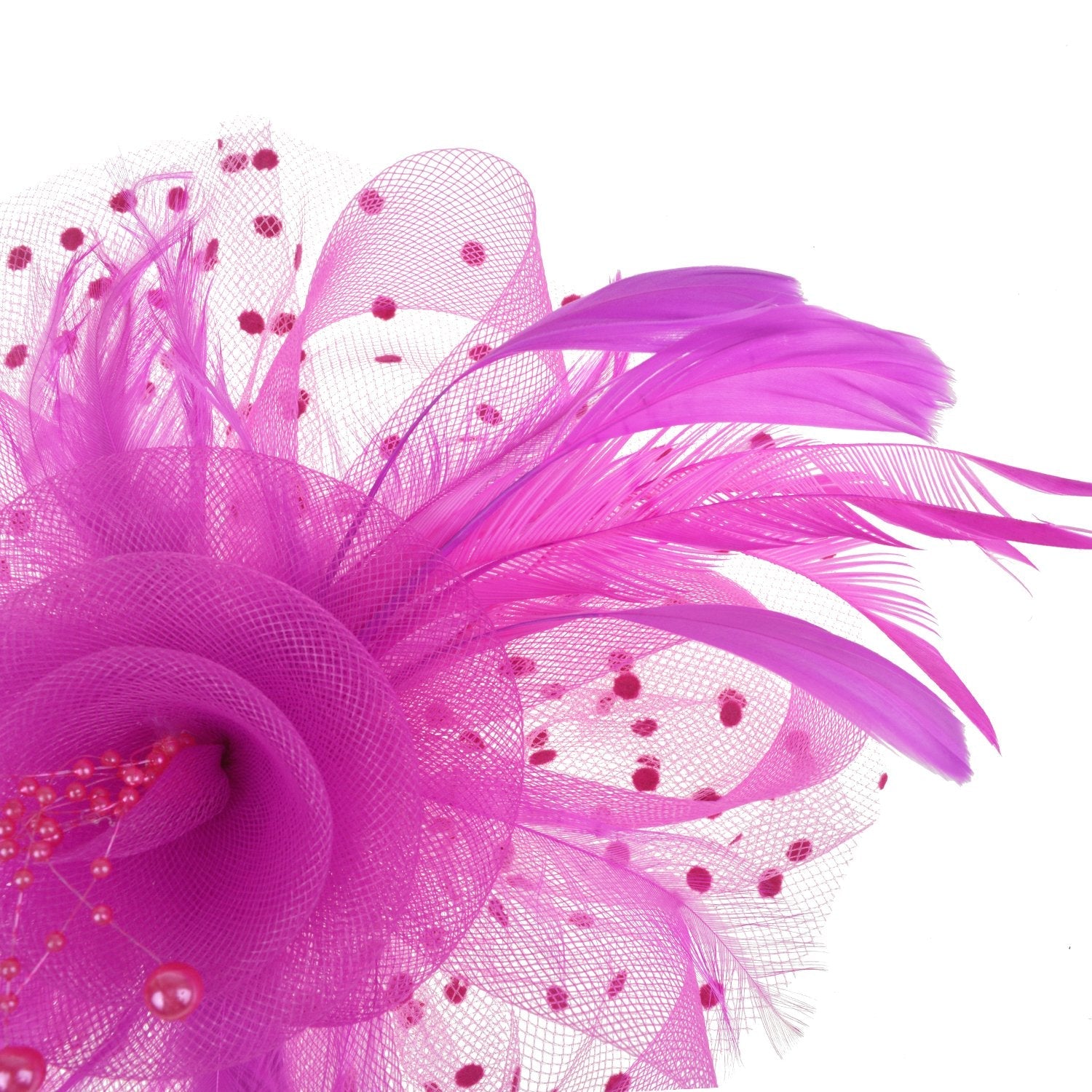 DRESHOW Fascinators Hat Flower Mesh Ribbons Feathers on a Headband and a Clip Tea Party Headwear for Girls and Women