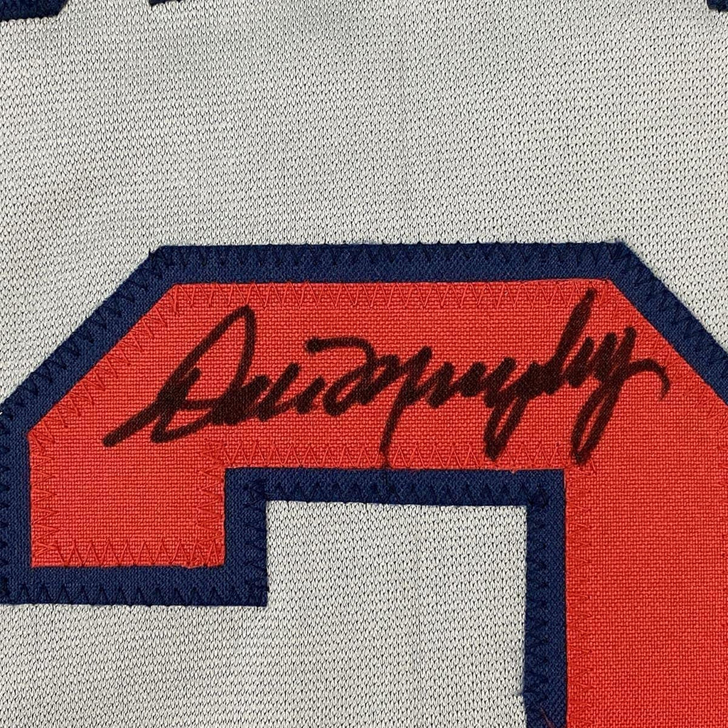 Framed Autographed/Signed Dale Murphy 35x39 Atlanta Grey Baseball Jersey JSA COA