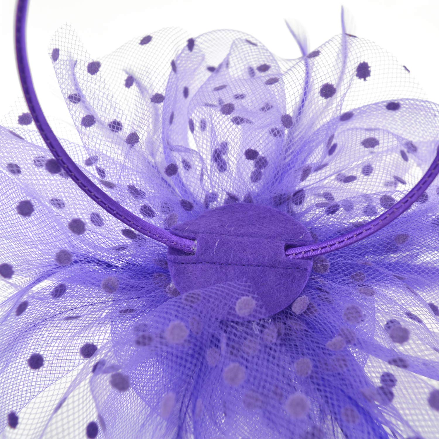 DRESHOW Fascinators Hat Flower Mesh Ribbons Feathers on a Headband and a Clip Tea Party Headwear for Girls and Women